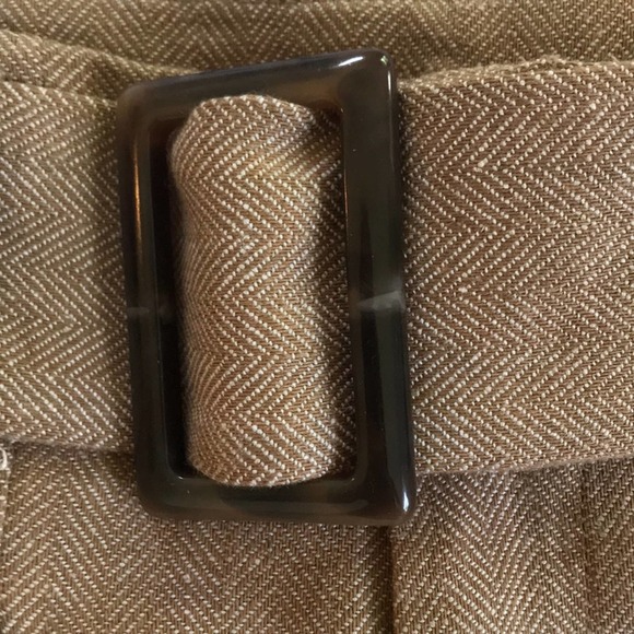 NWT NA-KD Linen Blend High Rise Tan Herringbone Pattern Dressy Shorts Belt Sz 2 - Picture 4 of 8